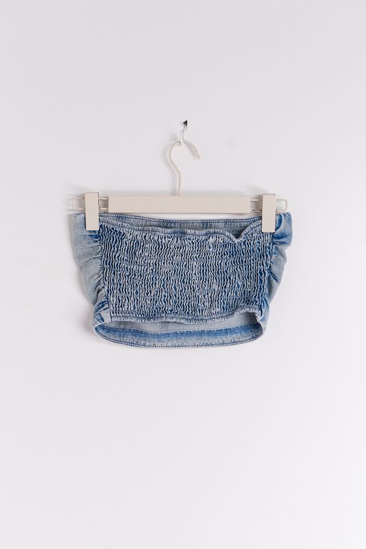 smock denim tube top