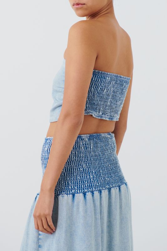 smock denim tube top