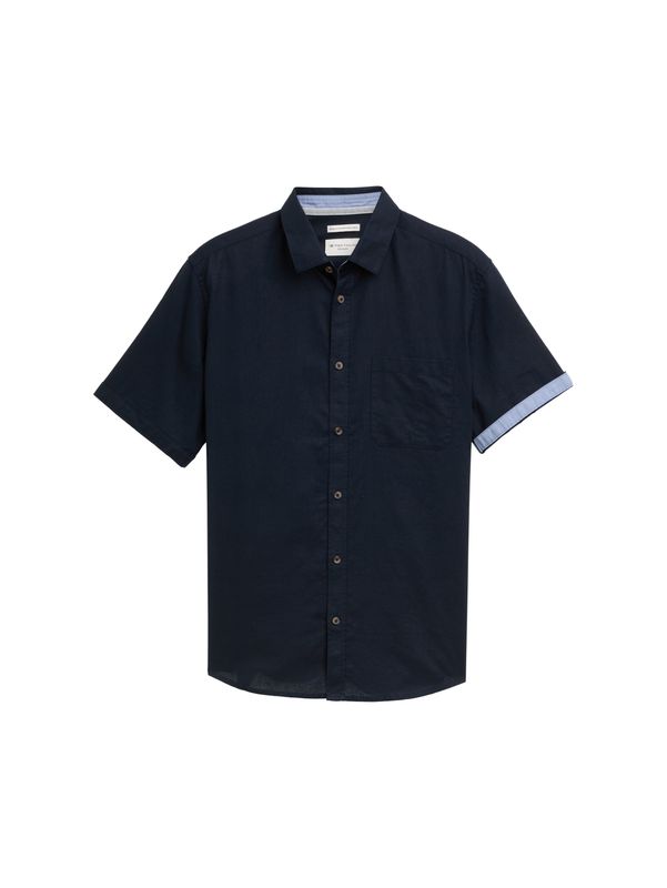 Regular Fit Kurzarmhemd mit Leinenanteil