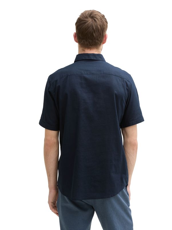Regular Fit Kurzarmhemd mit Leinenanteil