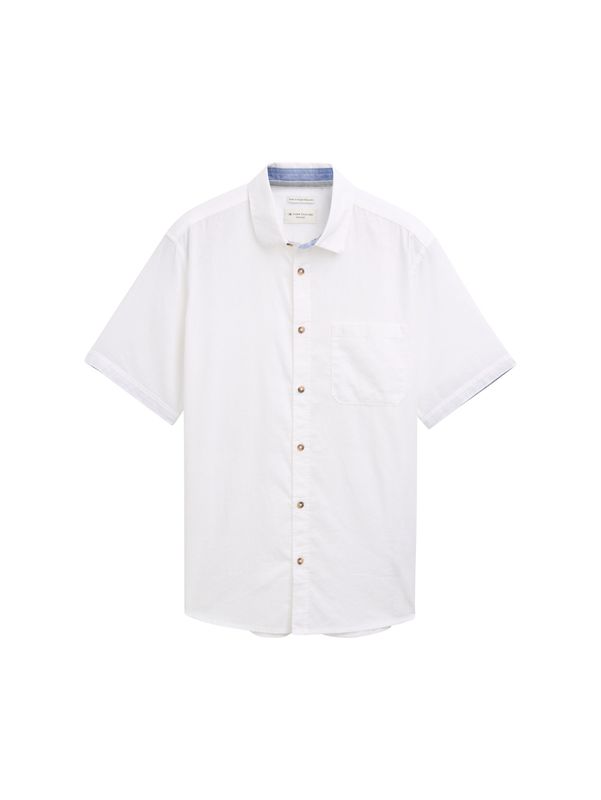 Regular Fit Kurzarmhemd mit Leinenanteil
