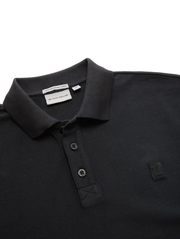 Oversize Poloshirt mit Logo Badge