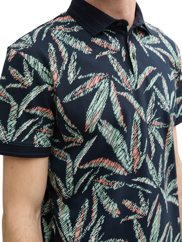 Piqué Poloshirt mit Palmen-Print