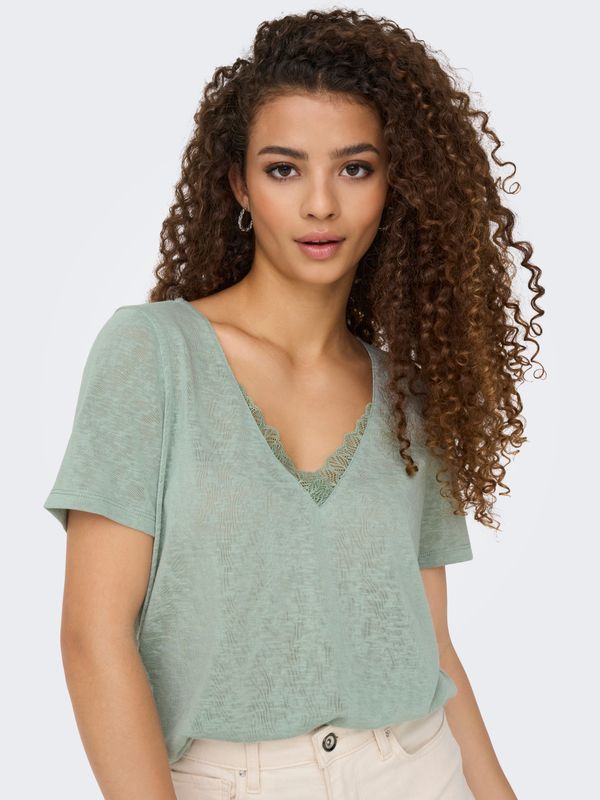 ONLZOLA LIFE S/S V-NECK LACE TOP JRS