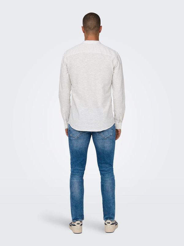 ONSCAIDEN LIFE LS MAO STRIPE LINEN NOOS