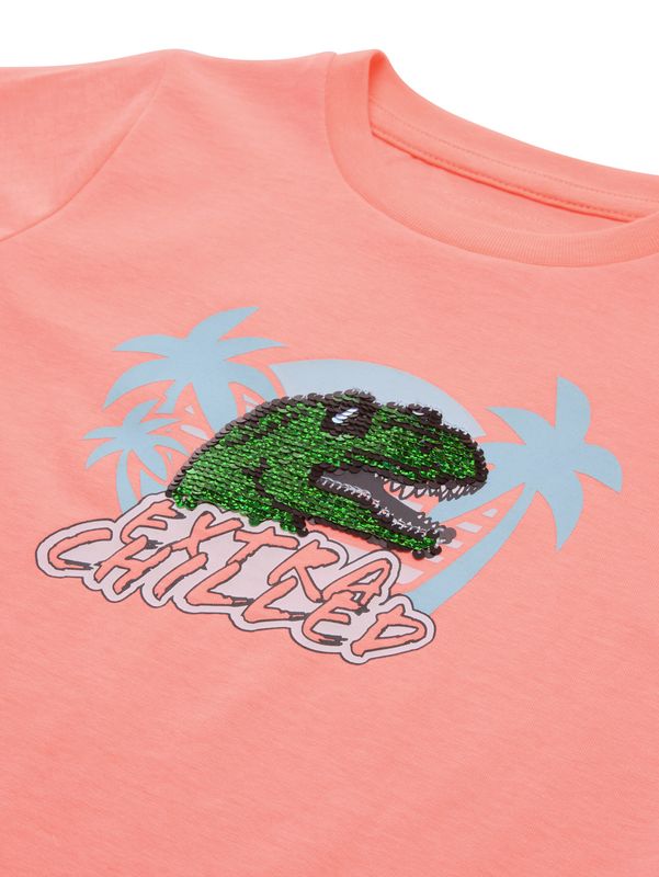 T-Shirt mit Wendepailletten Dino