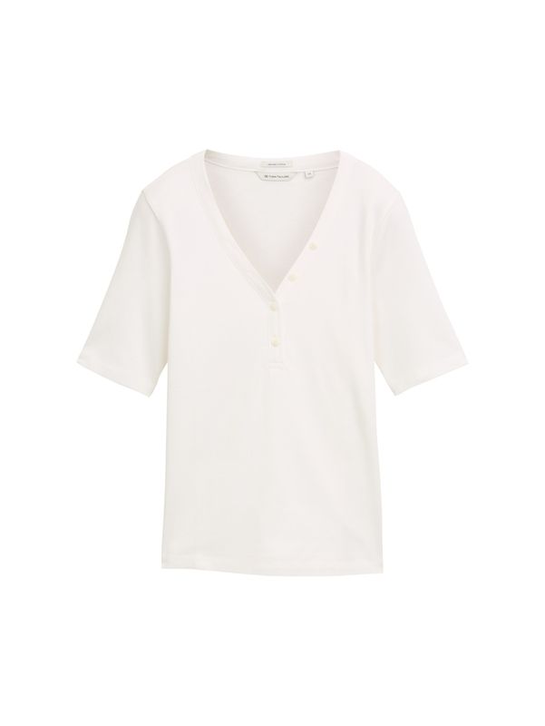 Henley T-Shirt mit Rippstruktur