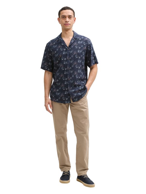 Regular Fit Kurzarmhemd mit Leinenanteil