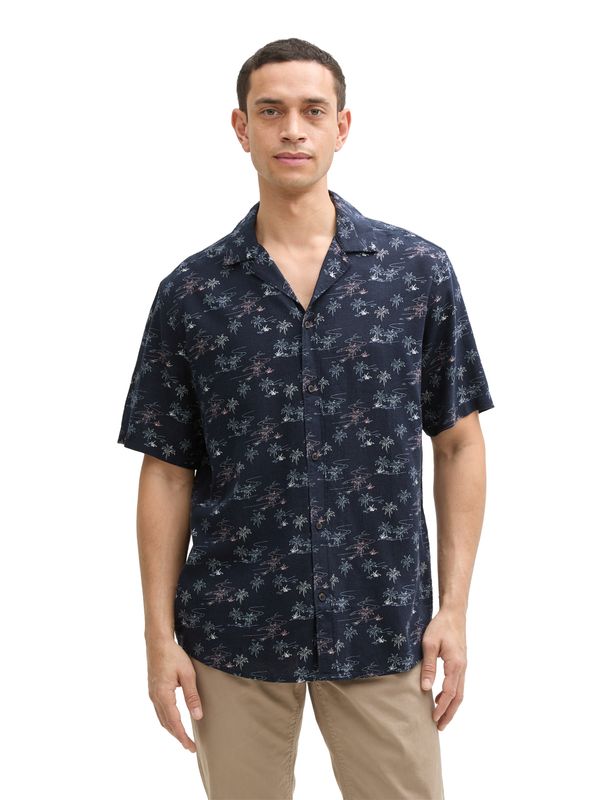 Regular Fit Kurzarmhemd mit Leinenanteil