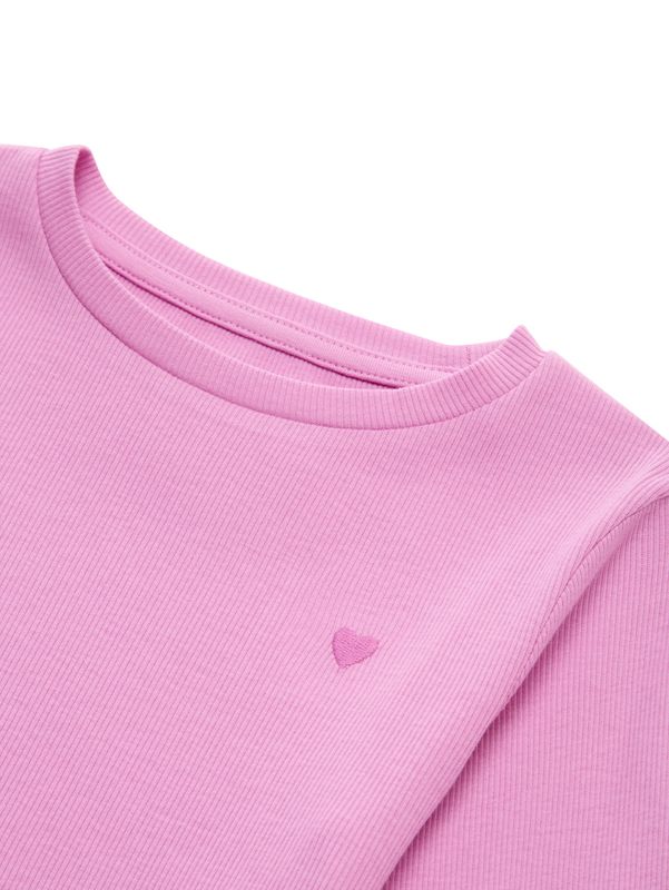 Ripp Langarmshirt mit Stickerei