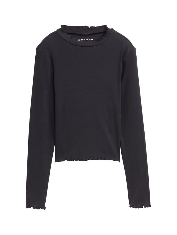 Cropped Langarmshirt mit Rippstruktur