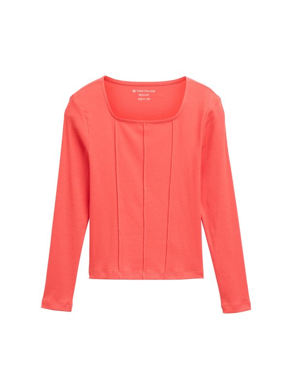 Ripp Langarmshirt mit Karree-Ausschnitt