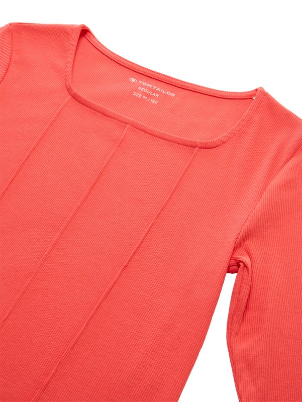 Ripp Langarmshirt mit Karree-Ausschnitt