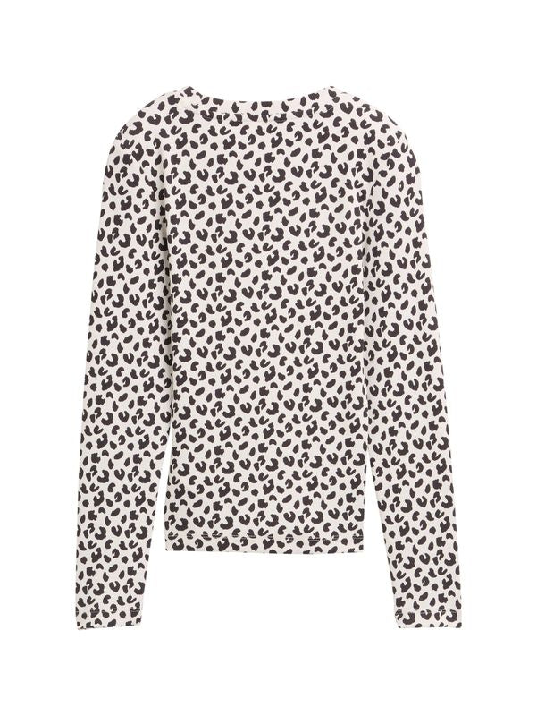 Ripp Langarmshirt mit Leo-Print