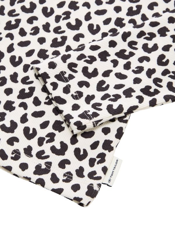 Ripp Langarmshirt mit Leo-Print