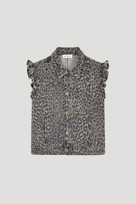 Oh April - Uva Denim Vest Leo Grey