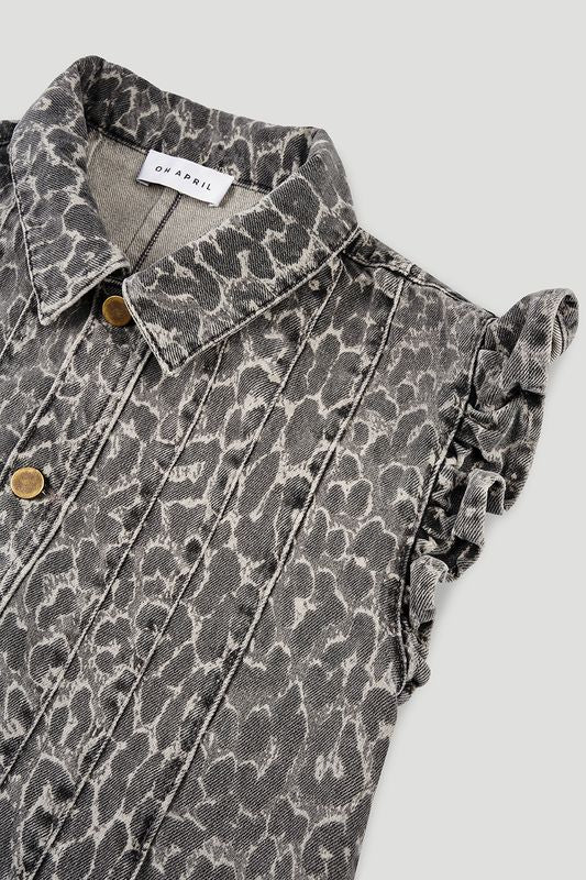 Oh April - Uva Denim Vest Leo Grey