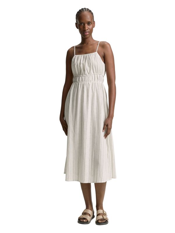 Midi-Trägerkleid mit Leinenanteil