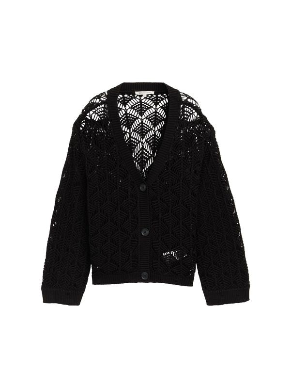 Relaxed Fit Cardigan mit Lochmuster