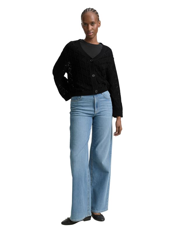 Relaxed Fit Cardigan mit Lochmuster