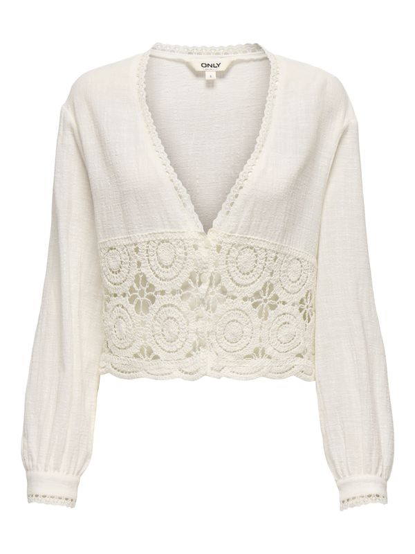 ONLNADIA LS V-NECK MIX TOP WVN