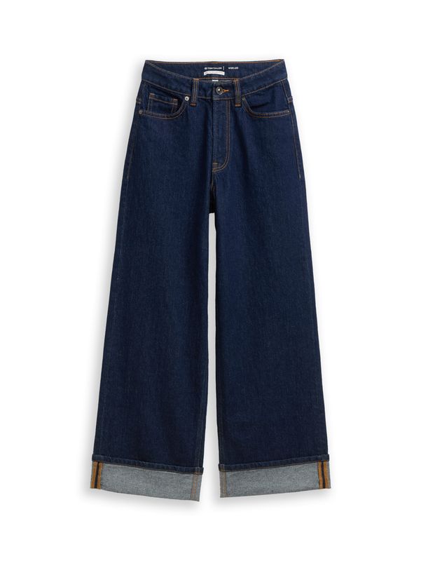 Wide Leg Jeans mit Turn-Up und Stretch