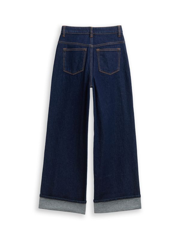 Wide Leg Jeans mit Turn-Up und Stretch
