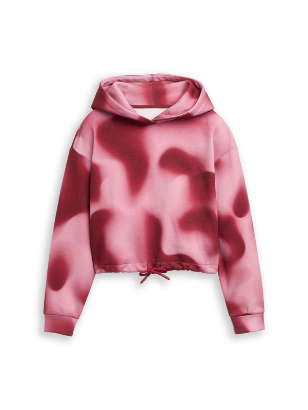 Cropped Hoodie Sweatshirt mit Batikmuster