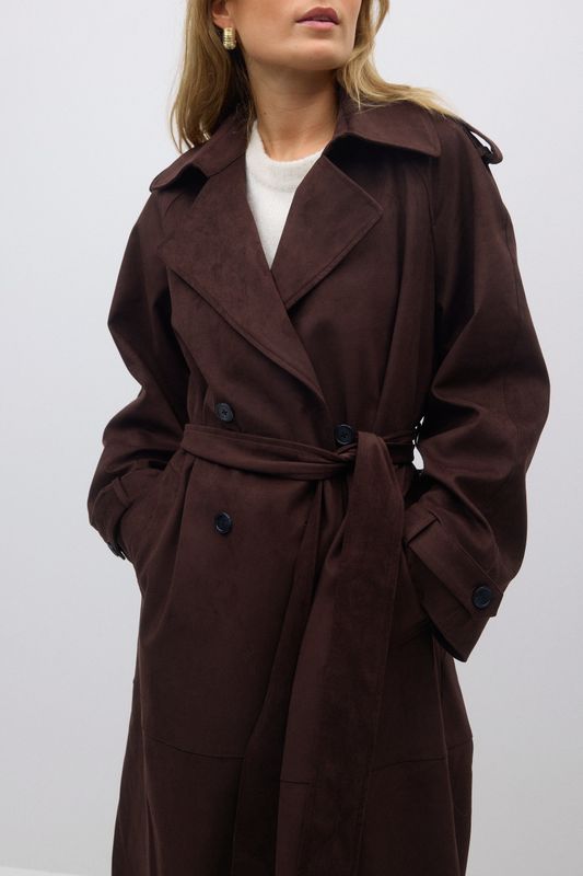 Faux Suede trench coat