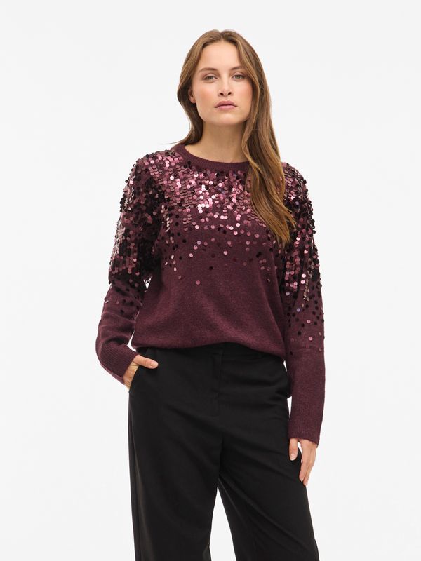 VISIQUIN O-NECK L/S GLITTER KNIT TOP