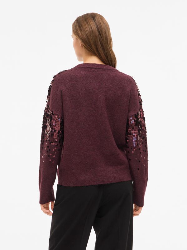 VISIQUIN O-NECK L/S GLITTER KNIT TOP