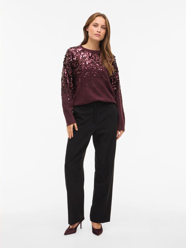 VISIQUIN O-NECK L/S GLITTER KNIT TOP