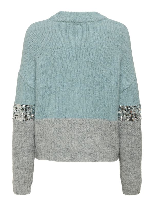 ONLMAINE LIFE LS SEQUIN BLOCK O-NECK KNT