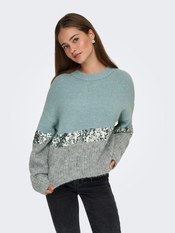 ONLMAINE LIFE LS SEQUIN BLOCK O-NECK KNT