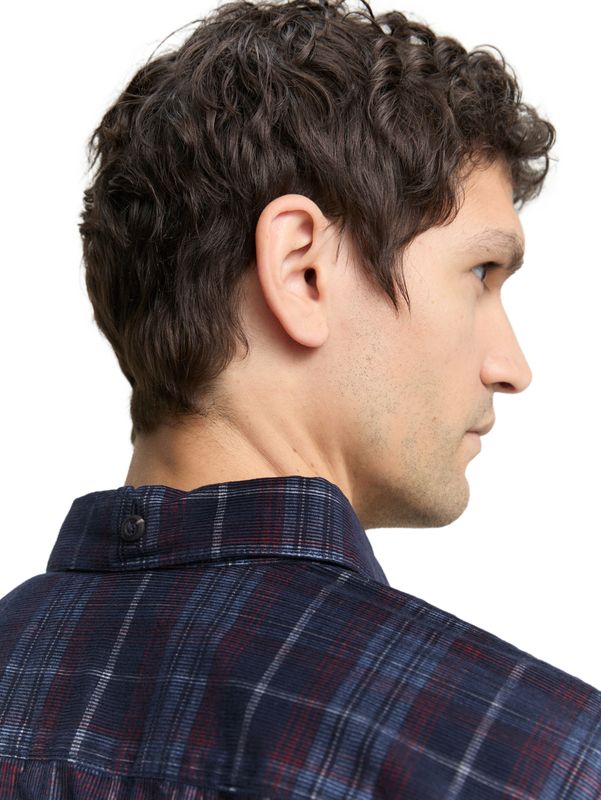 Regular Fit Cordhemd mit Karomuster