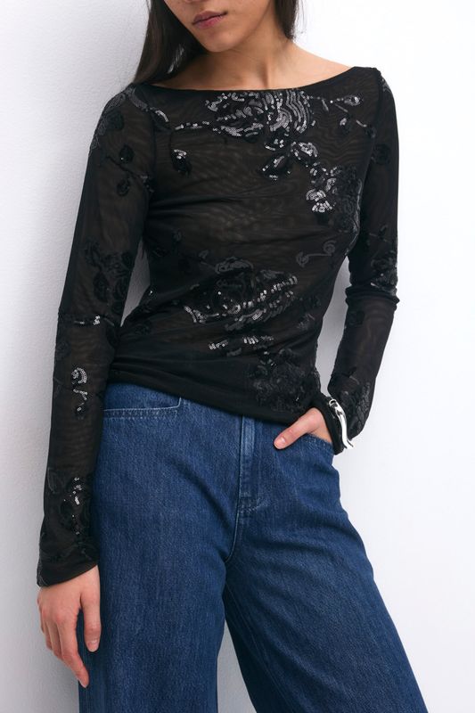 Floral sequins top