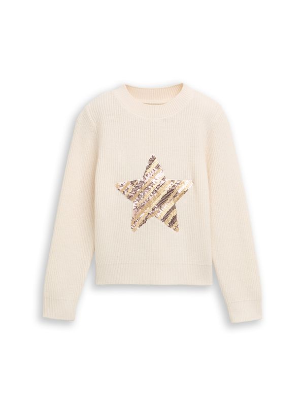 Cropped Strickpullover mit Wendepailletten