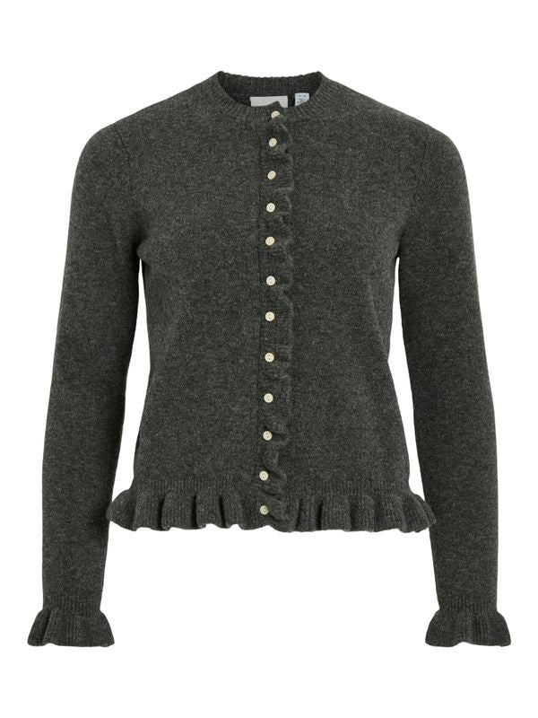 VIJACIA O-NECK L/S FRILL KNIT CARDI/BFS