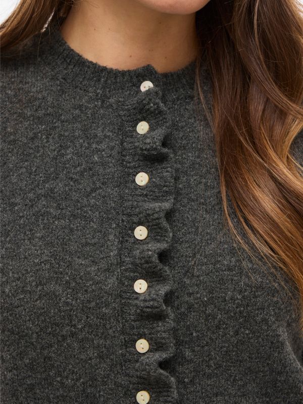 VIJACIA O-NECK L/S FRILL KNIT CARDI/BFS