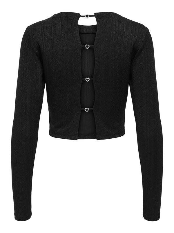 ONLLAMINA L/S HEART DETAIL TOP WVN