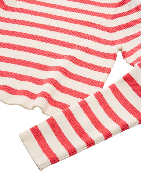 Cropped Ripp Pullover mit Streifenmuster