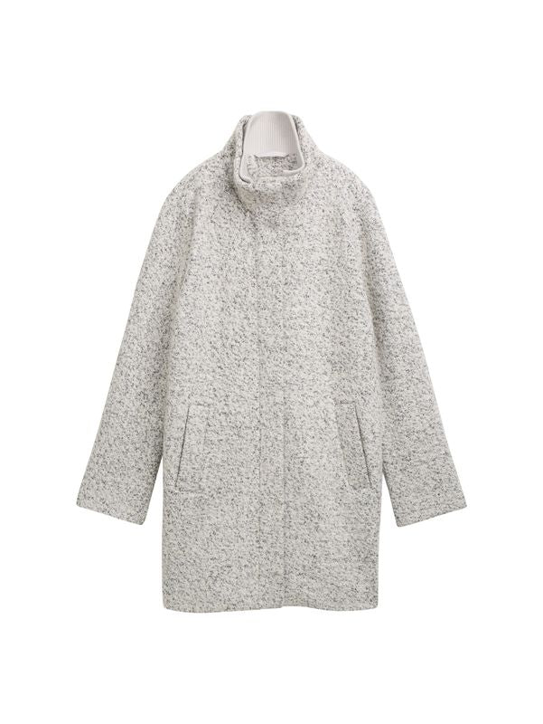 Bouclé Wollmantel mit Stehkragen