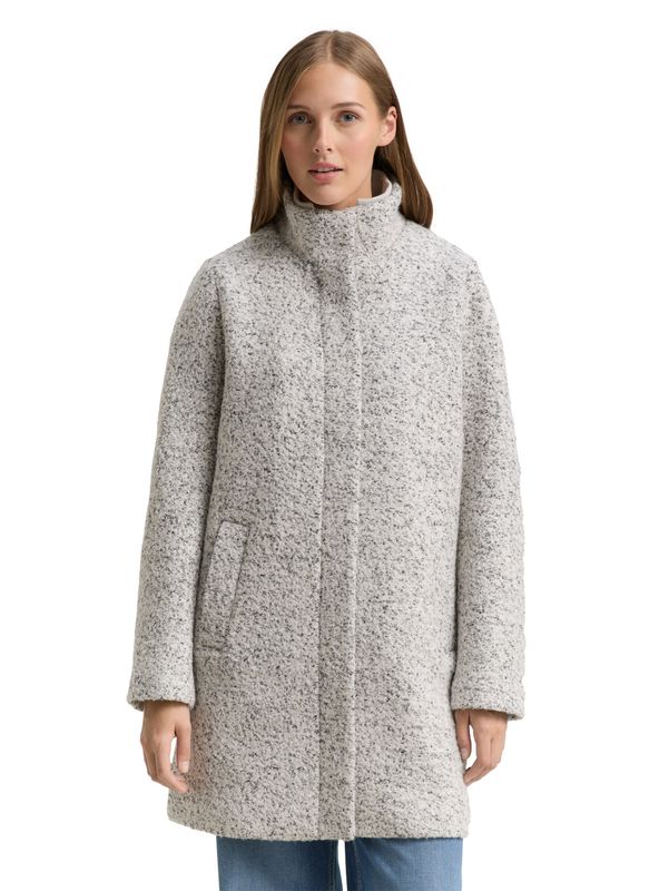 Bouclé Wollmantel mit Stehkragen