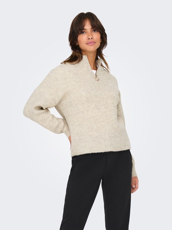 ONLTOKYO SOLID L/S ZIP PULLOVER KNT NOOS