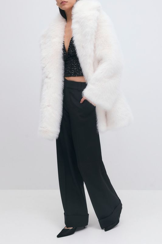 Faux fur mid coat