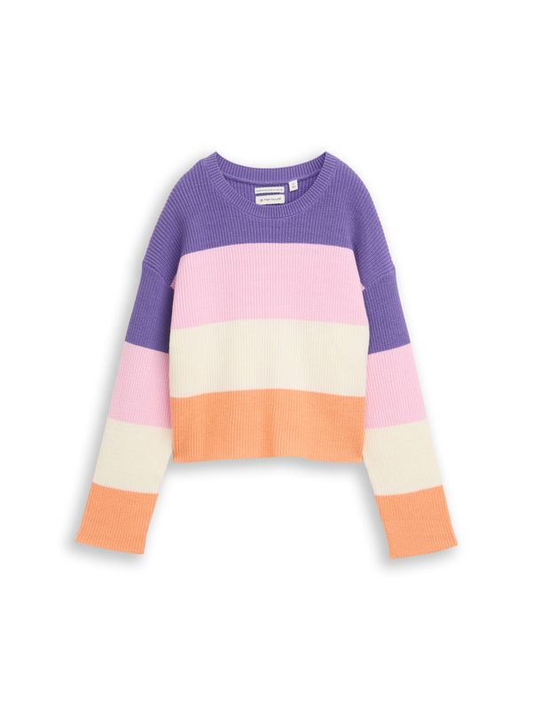 Cropped Strickpullover mit Colour Blocking