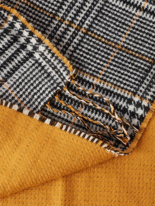 scarf check double face