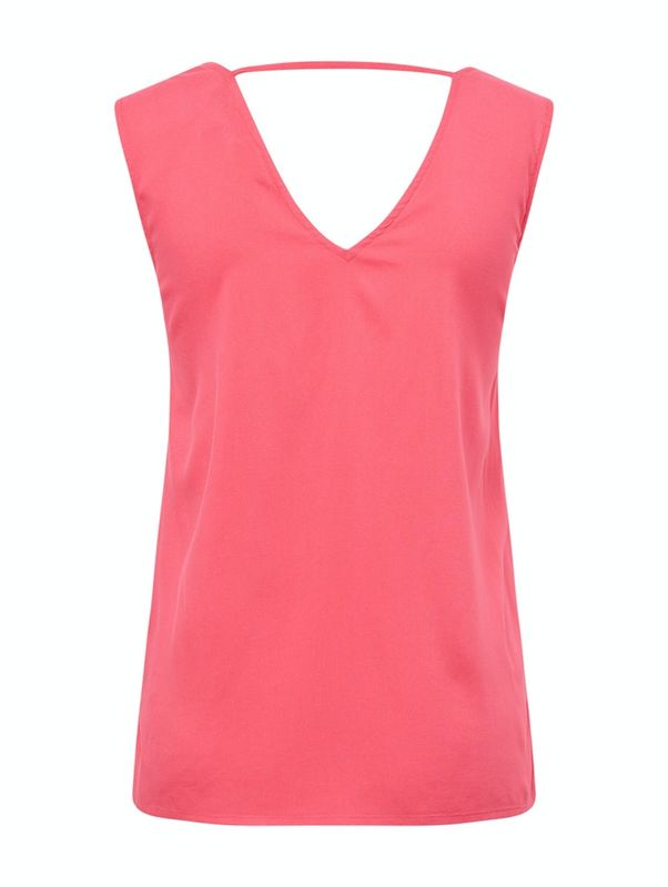 printed woven top with v-neck