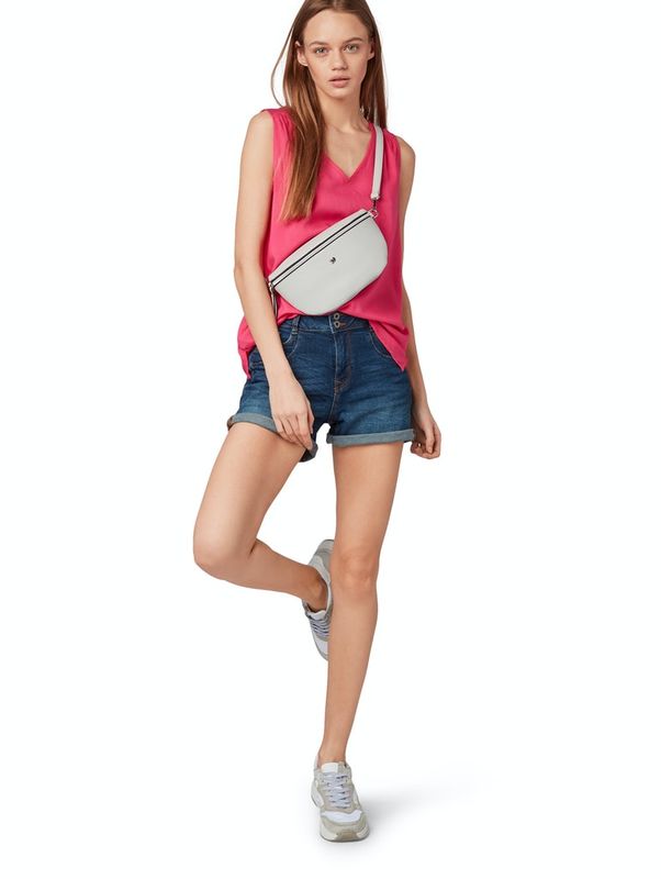 printed woven top with v-neck