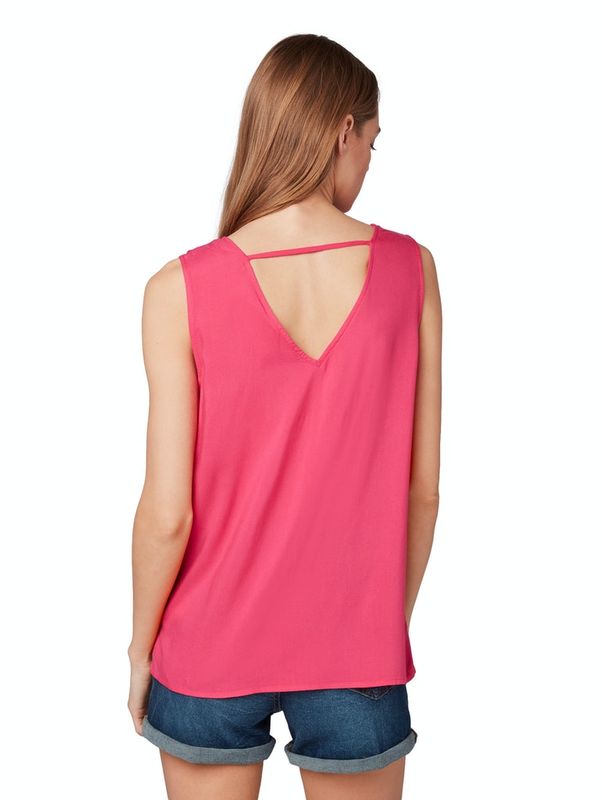 printed woven top with v-neck